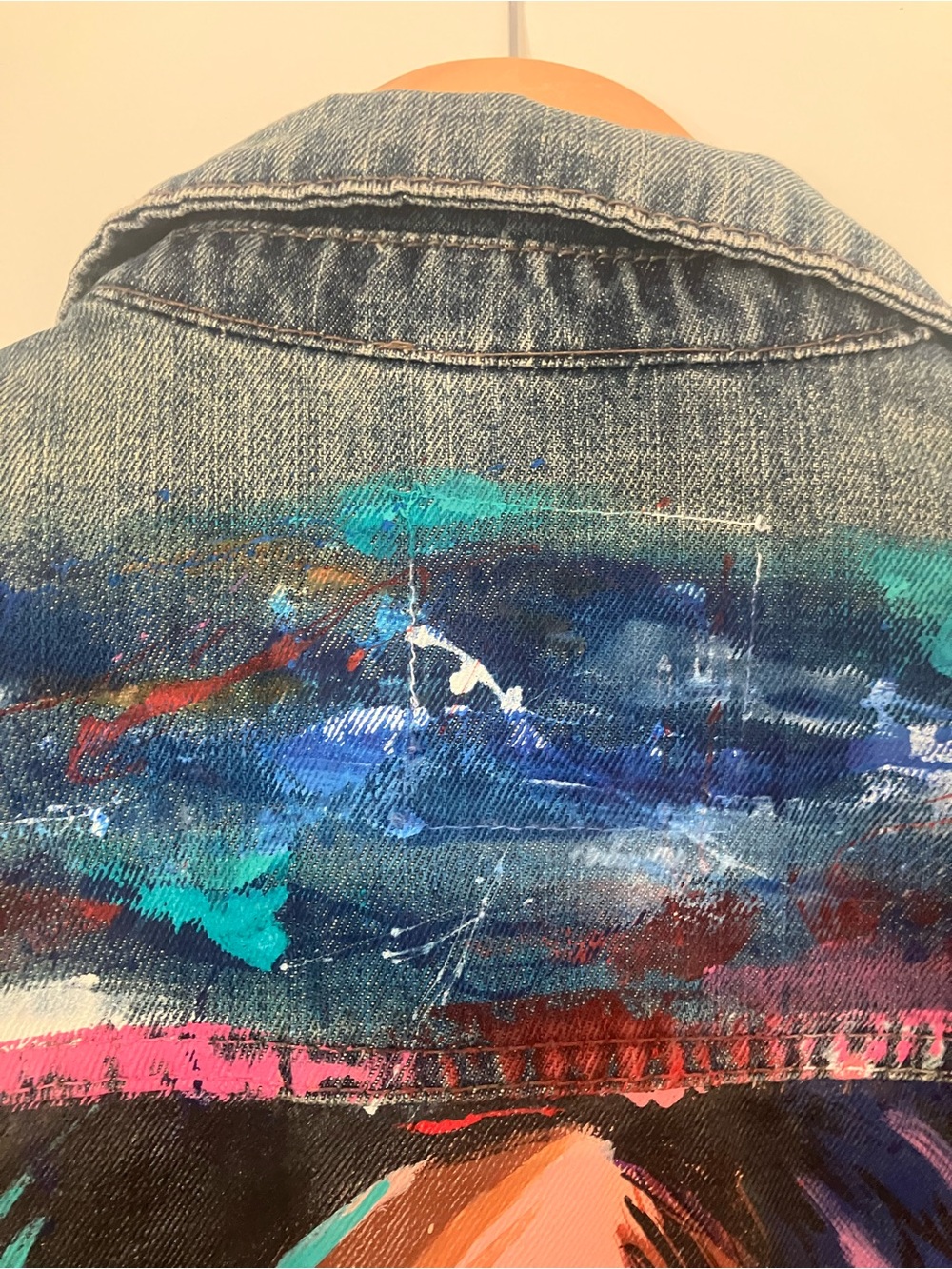 NWOT Unisex Hand-Painted South African Designer Denim Jacket - Picture 3 of 9